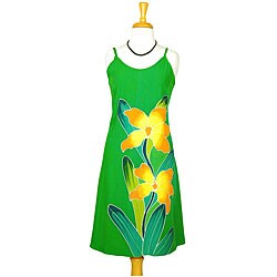 Hand-painted Orchid Green Sundress (Indonesia)