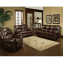 Broadway Premium Italian Leather Reclining Sofa Set