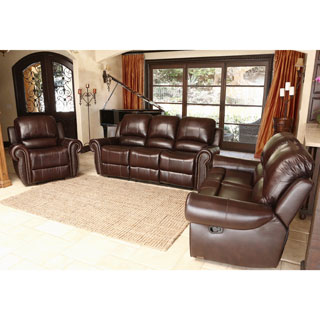 Hot Deal Abbyson Living Broadway Premium Top-grain Leather Reclining Sofa Set