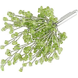 Silvertone Peridot Chip Brooch