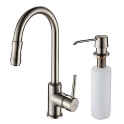 Kraus Satin Nickel Pull-out Sprayer Kitchen Faucet and Soap Dispenser