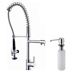 Kraus Commercial Pre-rinse Chrome Kitchen Faucet and Soap Dispenser