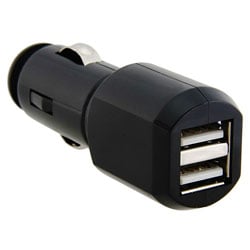 Eforcity Black 2-port USB Car Charger w/ LED Light