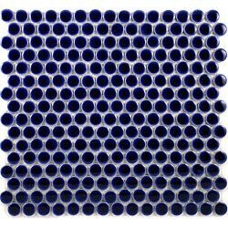 SomerTile 12.25x12-in Penny 3/4-in Cobalt Blue Porcelain Mosaic Tile (Pack of 10)