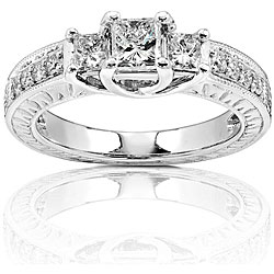 14k Gold 4/5ct TDW Princess-cut 3-stone Diamond Ring (H-I, I1-I2)