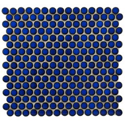 SomerTile 12.25x12-in Penny 3/4-in Blue Eye Porcelain Mosaic Tile (Pack of 10)