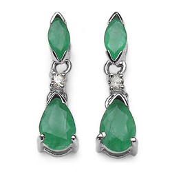 Gold 1.15ct TGW Emerald and Diamond Earrings