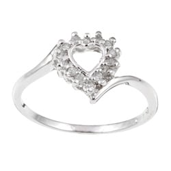 Platifina 1/10ct TDW Diamond Heart Ring (Size 7)