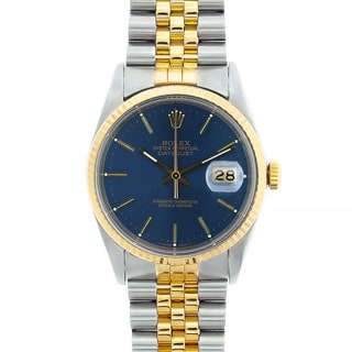 Pre-owned Rolex Datejust Men's Two-tone Blue Dial Watch