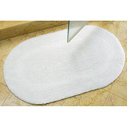 Spa Collection White Non-slip Oval 2400-Gram Bath Mats (Set of 2)