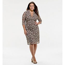 Kiyonna Women's Plus Size 3/4-sleeve Scalloped Boudoir Lace Dress
