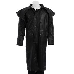 Dealer Leather Men's Black Leather Duster Coat