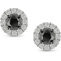 14k Gold 1 1/2ct TDW Black/ White Diamond Stud Earrings (H-I, I2-I3)
