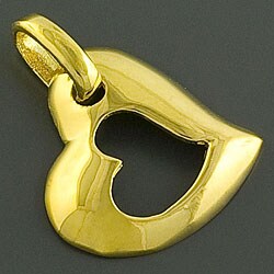 14k Gold over Sterling Silver Open Heart Pendant (China)