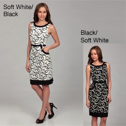 London Times Women's Sleeveless Belted Dress