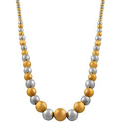 14k Pink and White Gold Graduated Bead Necklace