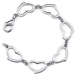 Stainless Steel Open Heart Link Bracelet