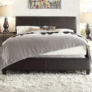 (>_<)  TRIBECCA HOME Castillian Queen-size Dark Brown Upholstered Bed