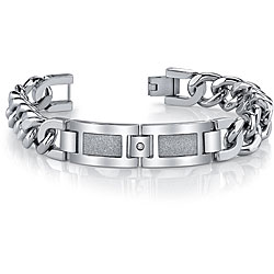 Stainless Steel Men's 'Diamond Brite' Curb Link Bracelet