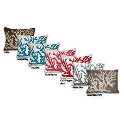 Dory Coral Embroidered Towel-stitch Pillow