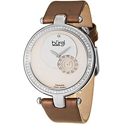 Burgi Women's Diamond-accented Burgundy Strap Watch