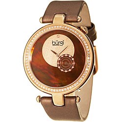 Burgi Women's Diamond-accented Brown Strap Watch
