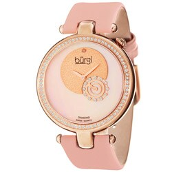 Burgi Women's Diamond-accented Pink Strap Watch