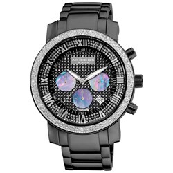 Akribos XXIV Men's Diamond-accented Black Chronograph Bracelet Watch