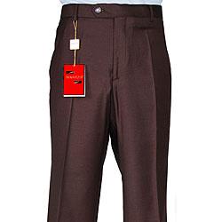 Mantoni Men's Brown Wool Flat-front Dress Pants