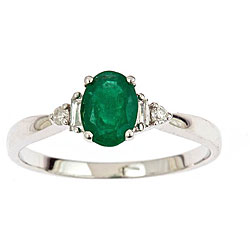 Dyach 14k White Gold Emerald and 1/10ct TDW Diamond Ring (G-H, SI1-SI2)