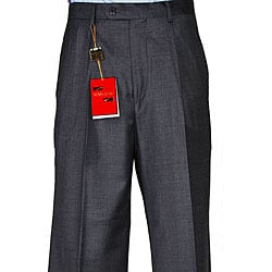Mantoni Men's Charcoal Grey Wool Single-pleat Pants