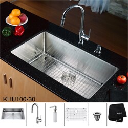 Kraus Stainless Steel Undermount Kitchen Sink, Chrome Faucet/ Dispenser