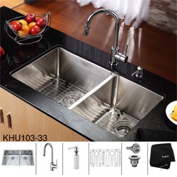 Kraus Stainless Steel Undermount Kitchen Sink, Chrome Faucet/ Dispenser