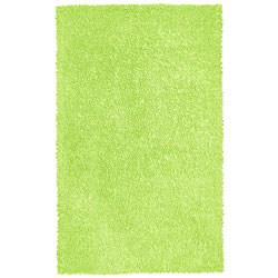 Hand-woven Chenille Green Shag Rug (2'6 x 4'2)