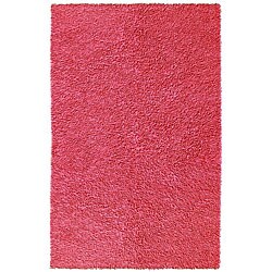 Hand-woven Pink Chenille Shag Rug (2'6 x 4'2)