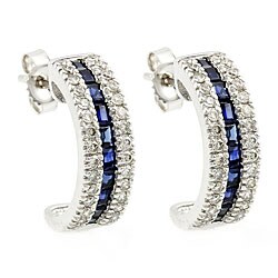 14k Gold Sapphire and 1/2ct TDW Diamond Earrings (H-I, SI2)