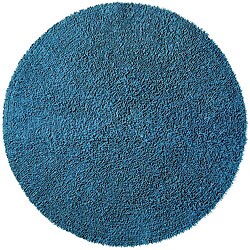 Hand-woven Blue Chenille Shag Rug (5' Round)