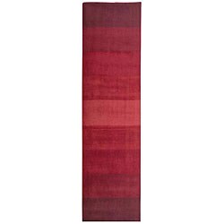 Hand-tufted Red Stripes Wool Runner Rug (2'6 x 12')