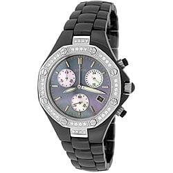 Le Chateau Women's Silvertone 'Condezza' Ceramic Watch.