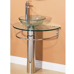 Kiliv Pedestal Glass Sink Set with Tower Bar