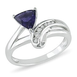 10k White Gold Iolite and Diamond Fashion Ring