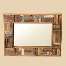 Reclaimed Wood Handle Mirror (India)
