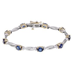 14k Two-tone Gold Oval Sapphire Bracelet
