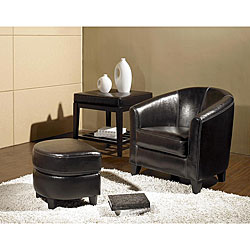 Abbyson Living Lexington Leather Armchair and Ottoman Set