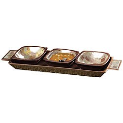 Set of 3 Stone Inlay Condiment Bowls (India)
