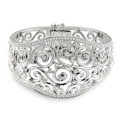 18k White Gold 2 1/2ct TDW Diamond Cuff Bracelet (G-H, SI2)