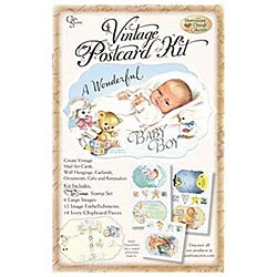 Crafty Secrets 'Baby Boy' Vintage Postcard Kit