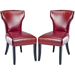 Matty Top-grain Red Leather Side Chairs (Set of 2)