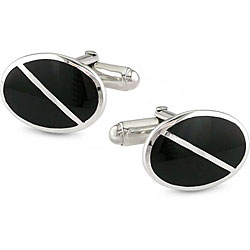 Sterling Silver Synthetic Onyx Cuff Links