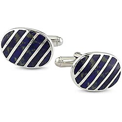 Sterling Silver Synthetic Lapis Cuff Links